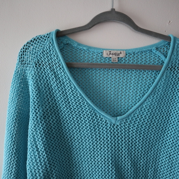 Knit/ Crochet Jessica Bright Blue Top - Picture 10 of 10
